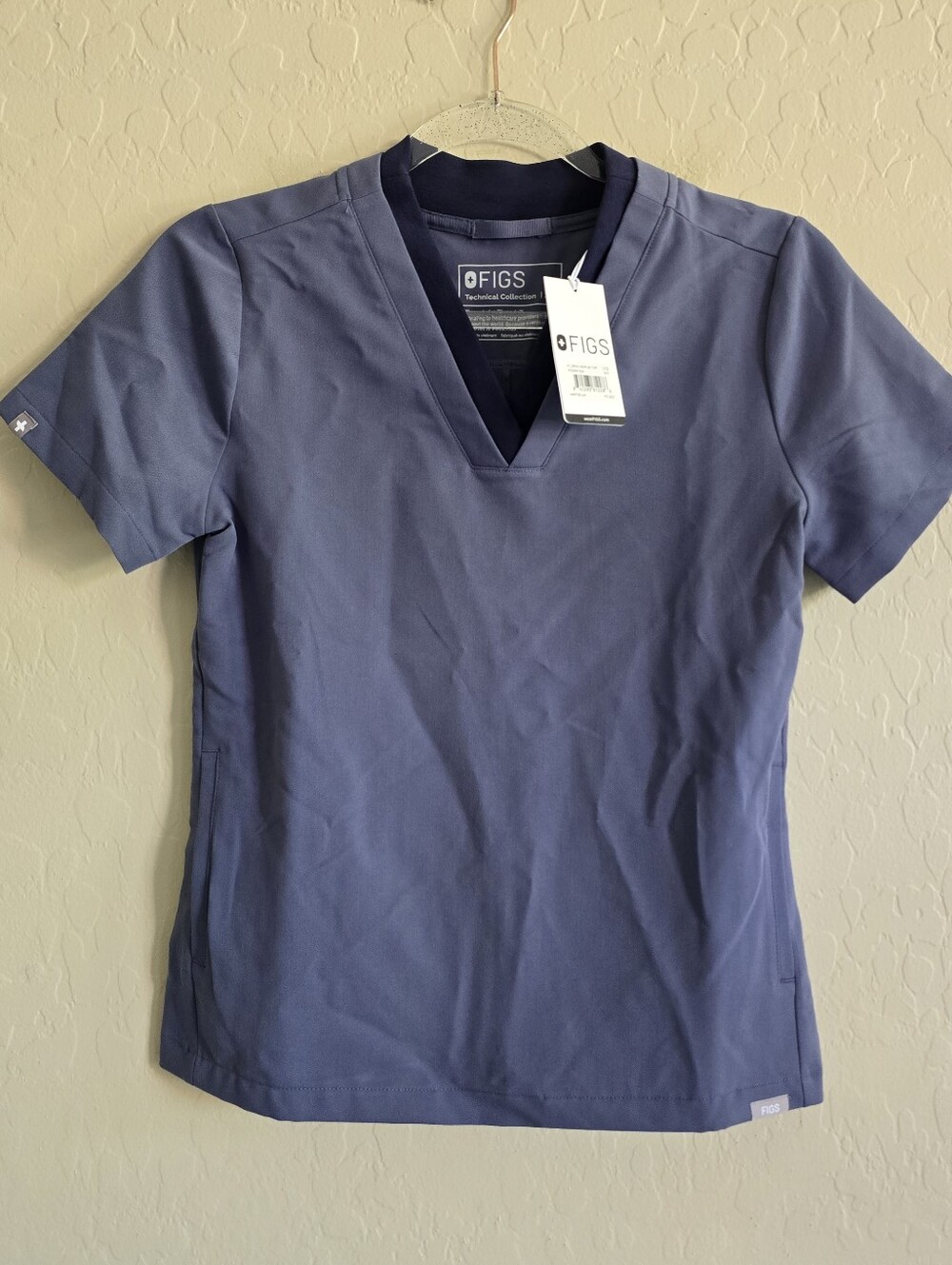Figs Oran Woman's Scrub Top Space Navy V-neck Size XXS NWT